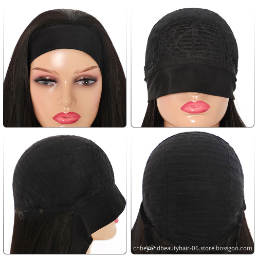 Synthetic Long Silky Straight Wavy and  Curly Headband Wigs Hair Headband for Black Women